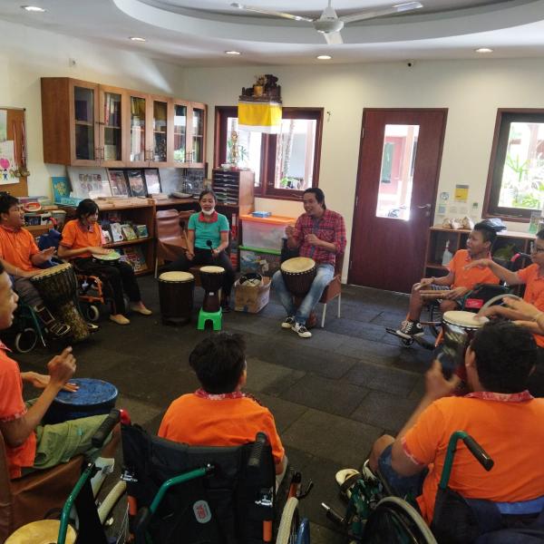 A drumming circle