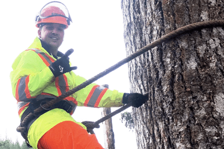 Adam Klassen in the Fundamentals of Forestry Harvesting (FFHP) program