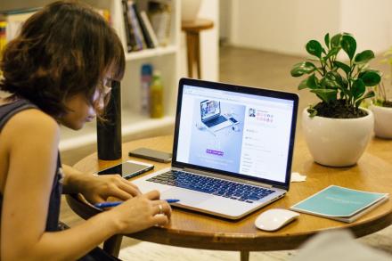 Student in front of a laptop